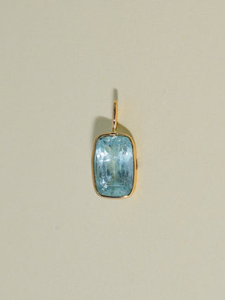 Hot Spring Aquamarine Cushion Cut Charm in Yellow 14k Gold