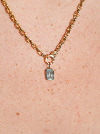 Hot Spring Aquamarine Cushion Cut Charm in Yellow 14k Gold