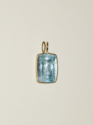 Inground Aquamarine Cushion Cut Charm in Yellow 14k Gold