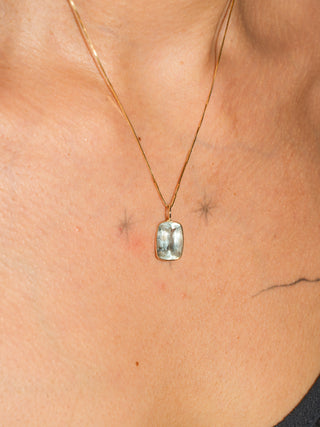 Hi-Drated Aquamarine Can Cut Charm in Yellow 14k Gold