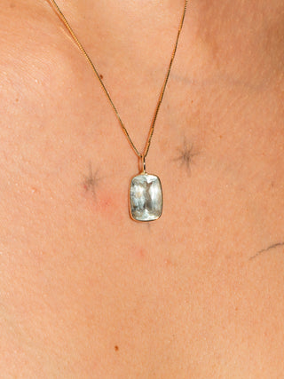 Hi-Drated Aquamarine Can Cut Charm in Yellow 14k Gold