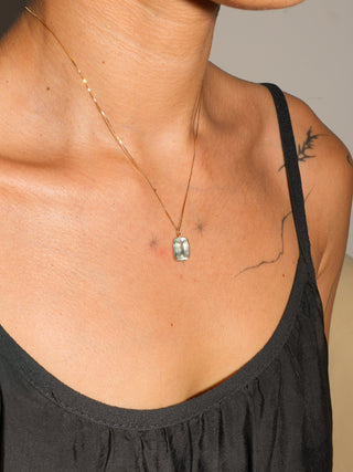 Hi-Drated Aquamarine Can Cut Charm in Yellow 14k Gold