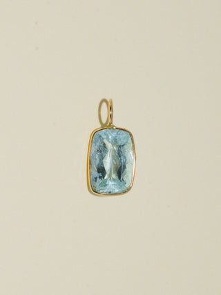 Hi-Drated Aquamarine Can Cut Charm in Yellow 14k Gold