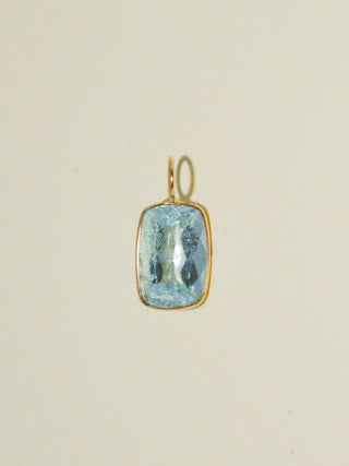 Hi-Drated Aquamarine Can Cut Charm in Yellow 14k Gold