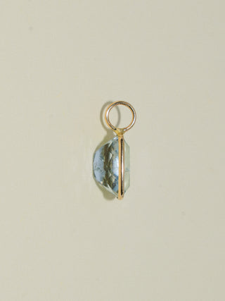 Big Bottom Aquamarine Can Cut Charm in Yellow 14k Gold