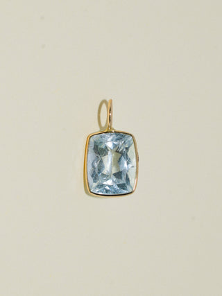 Big Bottom Aquamarine Can Cut Charm in Yellow 14k Gold