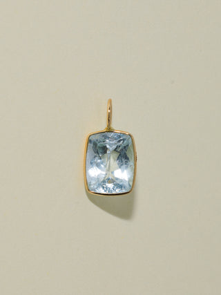 Big Bottom Aquamarine Can Cut Charm in Yellow 14k Gold