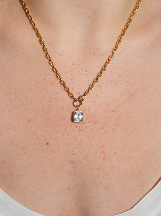Big Bottom Aquamarine Can Cut Charm in Yellow 14k Gold