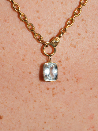 Big Bottom Aquamarine Can Cut Charm in Yellow 14k Gold