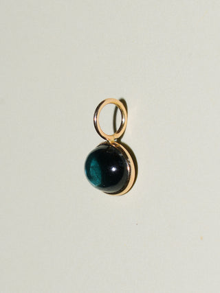 Cruise Control Blue Tourmaline East to West Oval Cabochon Charm in Yellow 14k Gold