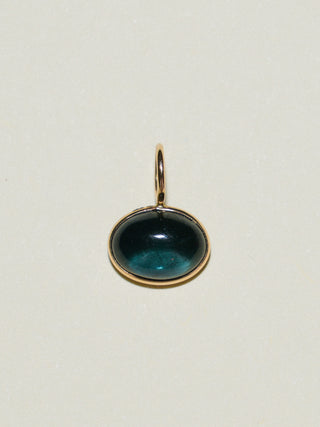 Cruise Control Blue Tourmaline East to West Oval Cabochon Charm in Yellow 14k Gold