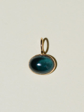 Cruise Control Blue Tourmaline East to West Oval Cabochon Charm in Yellow 14k Gold