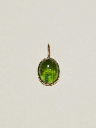 Dream Girl Green Tourmaline Oval Cabochon Charm in Yellow 14k Gold