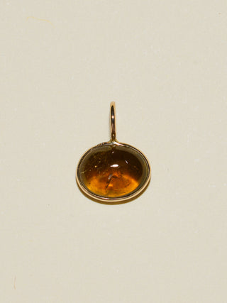 Caramelo Brown Tourmaline East to West Oval Cabochon Charm in Yellow 14k Gold