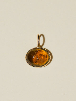Caramelo Brown Tourmaline East to West Oval Cabochon Charm in Yellow 14k Gold