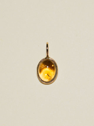 Camelback Brown Tourmaline Oval Cabochon Charm in Yellow 14k Gold