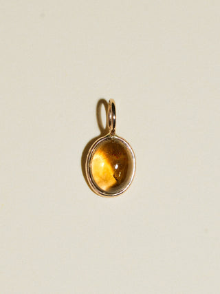 Camelback Brown Tourmaline Oval Cabochon Charm in Yellow 14k Gold