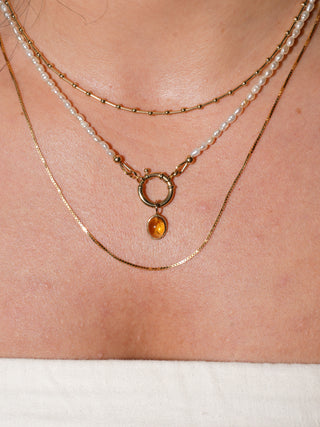 Camelback Brown Tourmaline Oval Cabochon Charm in Yellow 14k Gold