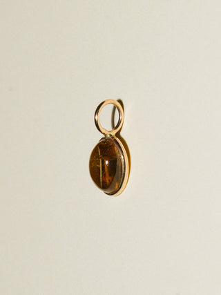 Camelback Brown Tourmaline Oval Cabochon Charm in Yellow 14k Gold