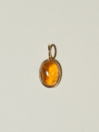 Caramelo Brown Tourmaline Oval Cabochon Charm in Yellow 14k Gold
