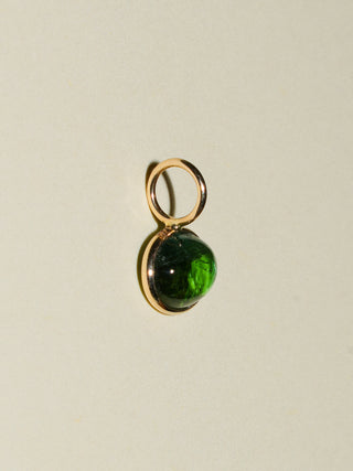 Duck Pond Green Tourmaline East to West Oval Cabochon Charm in Yellow 14k Gold