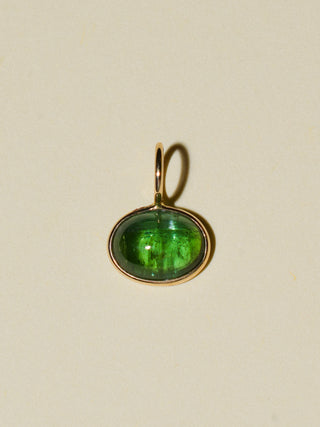 Duck Pond Green Tourmaline East to West Oval Cabochon Charm in Yellow 14k Gold