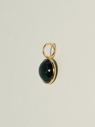Mama Beach Green Tourmaline Round Cabochon Charm in Yellow 14k Gold
