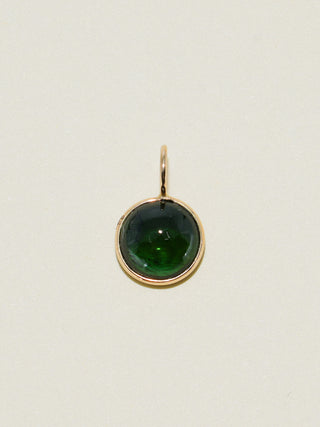 Mama Beach Green Tourmaline Round Cabochon Charm in Yellow 14k Gold