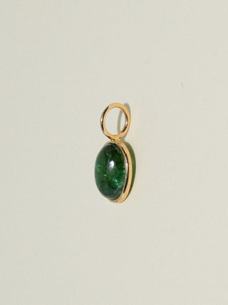 Feel the Eel Green Tourmaline Oval Cabochon Charm in Yellow 14k Gold