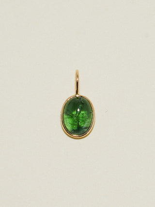 Feel the Eel Green Tourmaline Oval Cabochon Charm in Yellow 14k Gold