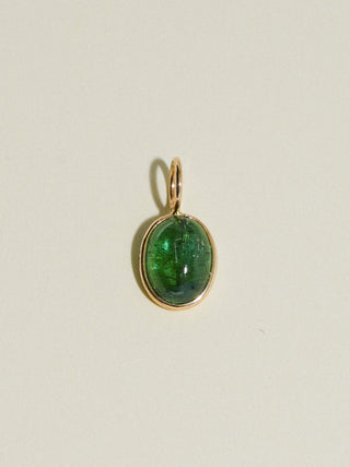 Feel the Eel Green Tourmaline Oval Cabochon Charm in Yellow 14k Gold