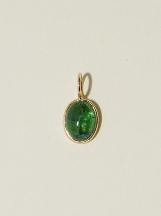 Feel the Eel Green Tourmaline Oval Cabochon Charm in Yellow 14k Gold