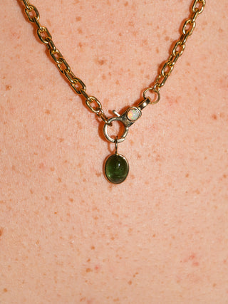 Feel the Eel Green Tourmaline Oval Cabochon Charm in Yellow 14k Gold