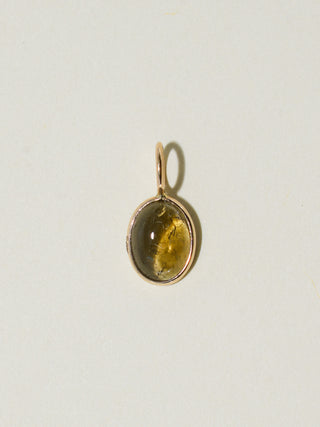 Fields Forever Green Tourmaline Oval Cabochon Charm in Yellow 14k Gold