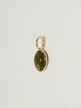 Fields Forever Green Tourmaline Oval Cabochon Charm in Yellow 14k Gold