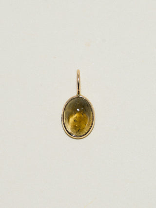 Fields Forever Green Tourmaline Oval Cabochon Charm in Yellow 14k Gold