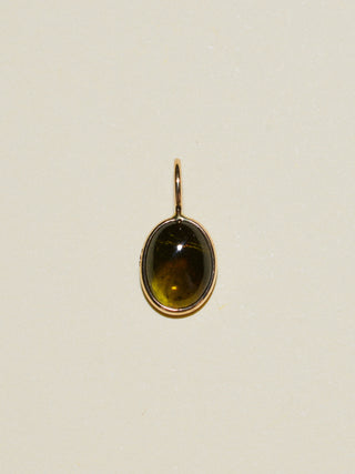 nematoad Green Tourmaline Oval Cabochon Charm in Yellow 14k Gold