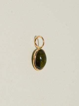 nematoad Green Tourmaline Oval Cabochon Charm in Yellow 14k Gold