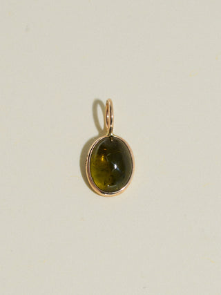 nematoad Green Tourmaline Oval Cabochon Charm in Yellow 14k Gold