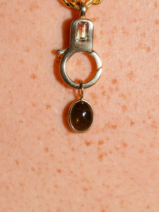 nematoad Green Tourmaline Oval Cabochon Charm in Yellow 14k Gold