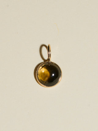Bog Bay Green Tourmaline Round Cabochon Charm in Yellow 14k Gold