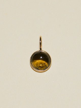 Bog Bay Green Tourmaline Round Cabochon Charm in Yellow 14k Gold