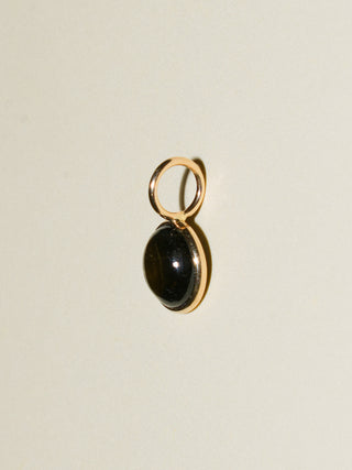 Bog Bay Green Tourmaline Round Cabochon Charm in Yellow 14k Gold