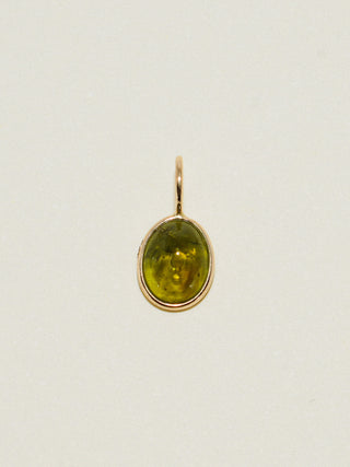 Swamp Beach Green Tourmaline Oval Cabochon Charm in Yellow 14k Gold