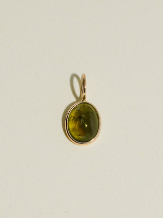 Swamp Beach Green Tourmaline Oval Cabochon Charm in Yellow 14k Gold