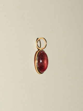 Pretty Pony Pink Tourmaline Oval Cabochon Charm in Yellow 14k Gold