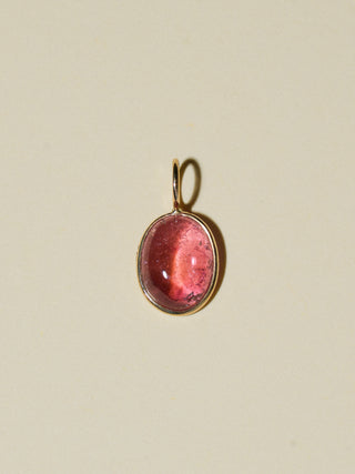 Pretty Pony Pink Tourmaline Oval Cabochon Charm in Yellow 14k Gold