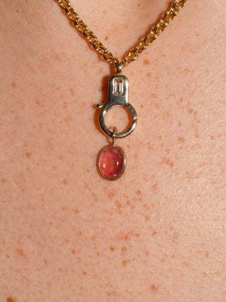 Pretty Pony Pink Tourmaline Oval Cabochon Charm in Yellow 14k Gold
