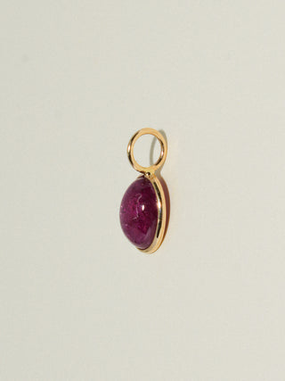 Sunburnt Kiss Pink Tourmaline Oval Cabochon Charm in Yellow 14k Gold