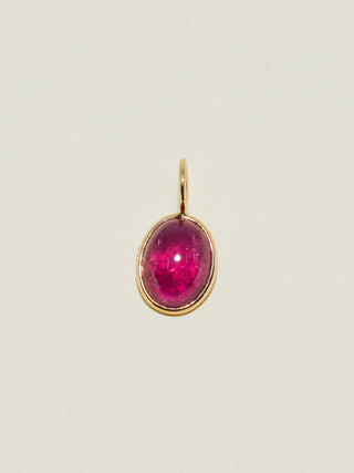 Sunburnt Kiss Pink Tourmaline Oval Cabochon Charm in Yellow 14k Gold